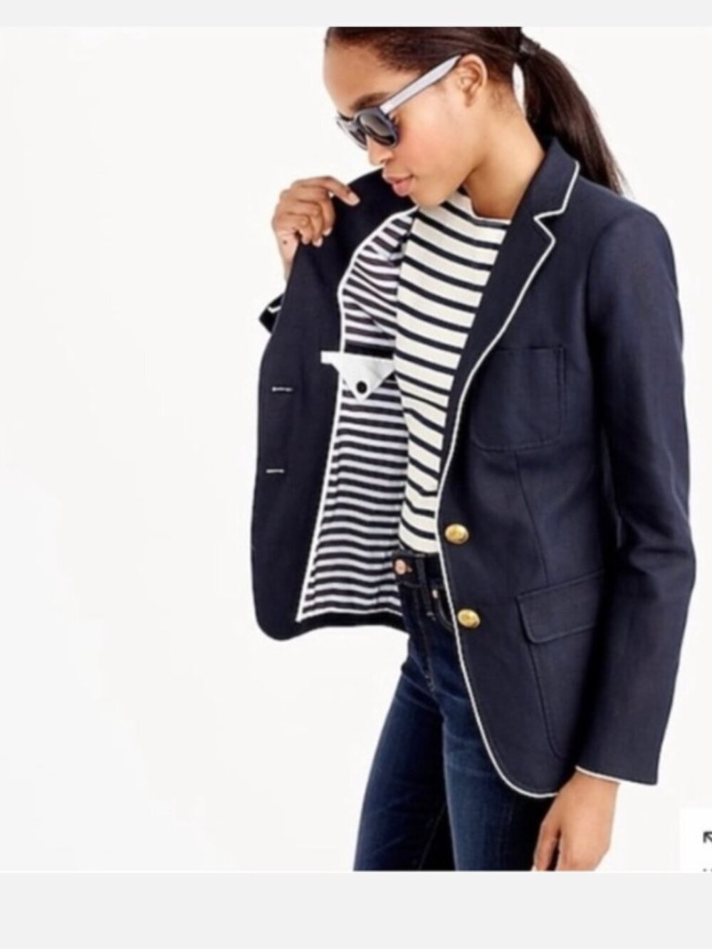 J Crew Rhodes Linen Blazer Size 2 Capsule Nautical Preppy Office Country Club - Picture 2 of 13
